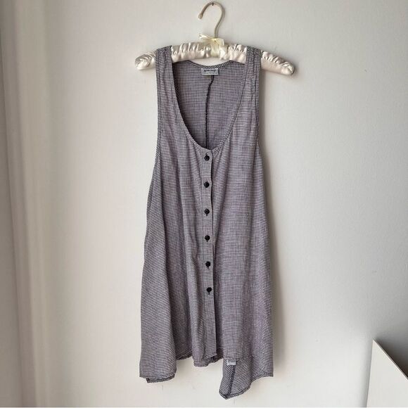 HABITAT Black & White Checkered 100% Linen Flowy Tunic Top Dress Vest Size M - Picture 1 of 6